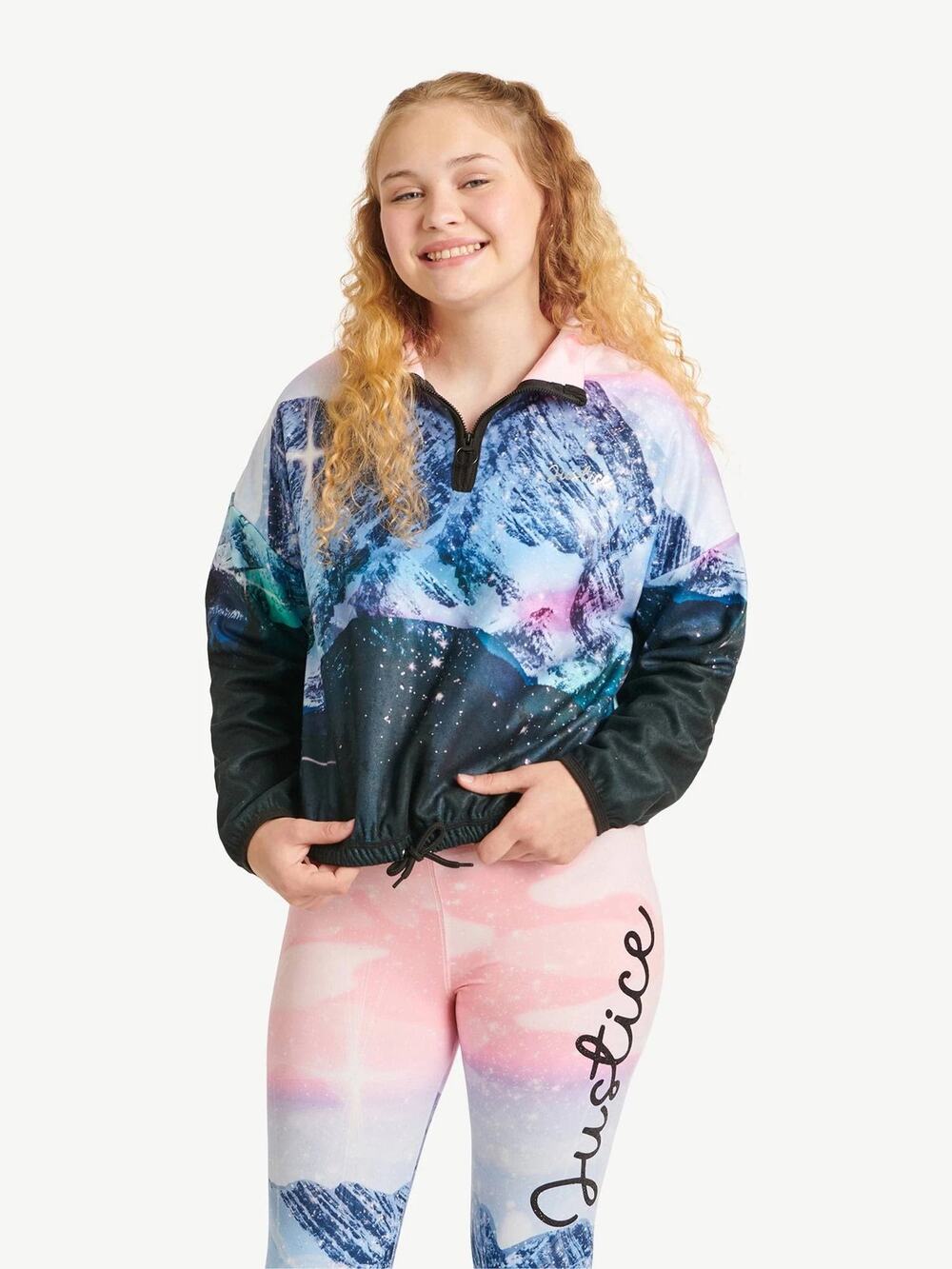 Justice Girls Collection X Half-Zip Mock Neck Sweatshirt Youth Size Small 7/8